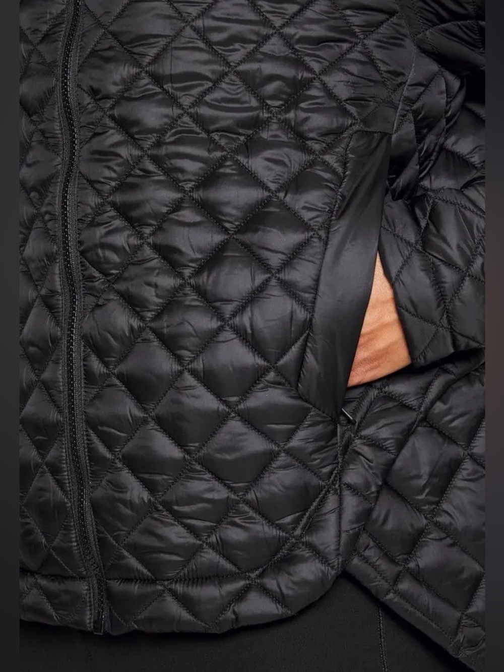 Athleta black quilted whisper featherless jacket sz sm - Picture 7 of 14